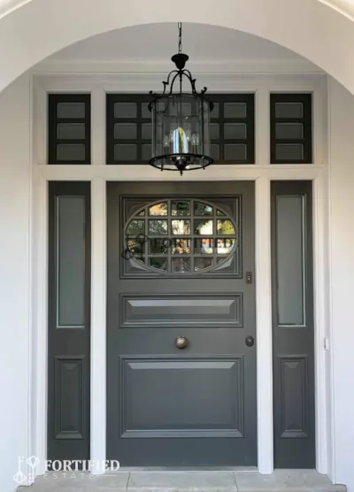 high security entrance door with transom